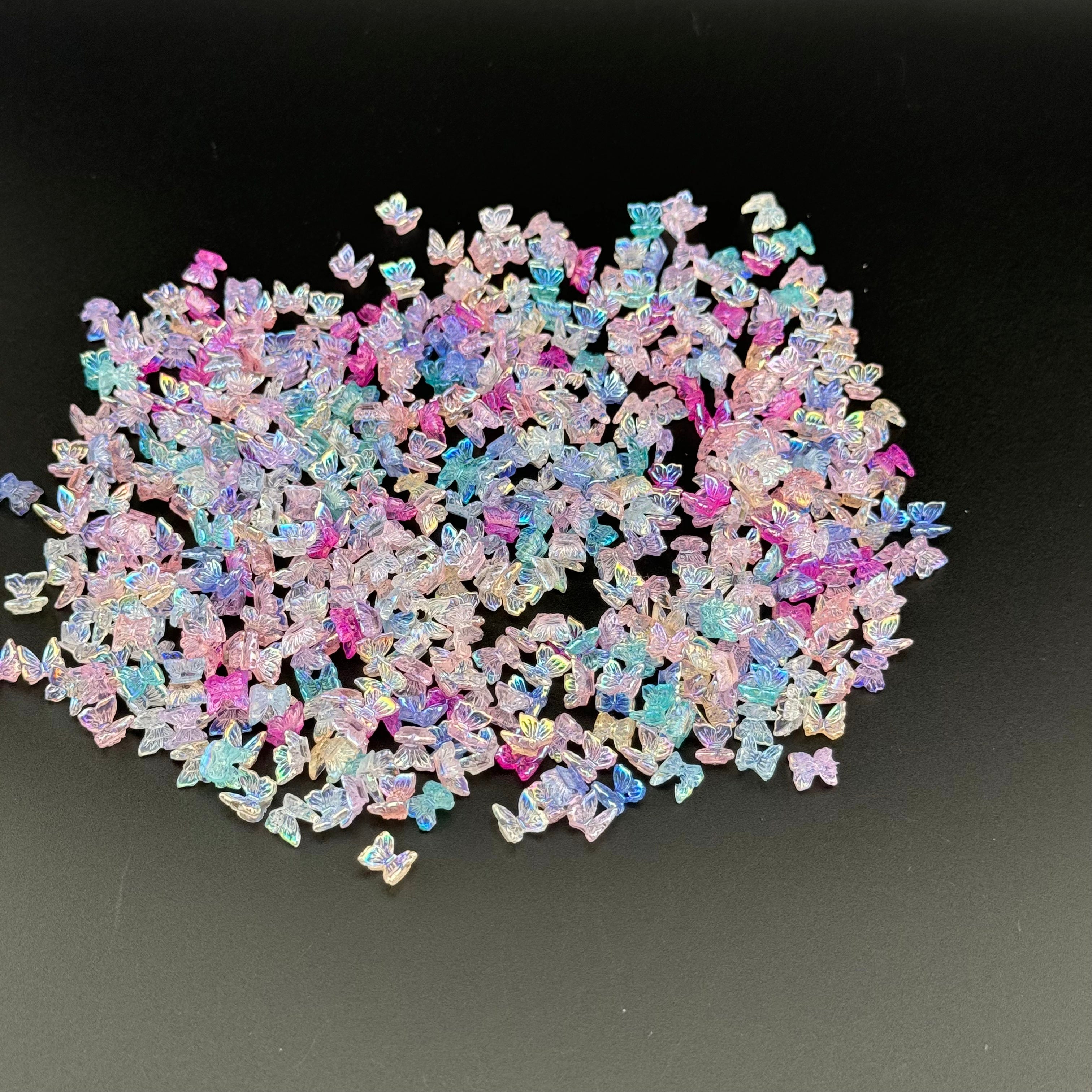 FS0971- 6.5mm*6.5mm  Mixed Color Mini Butterfly Resin Nail Charms For Making Fancy Pen Or Fancy Bead Or Nails