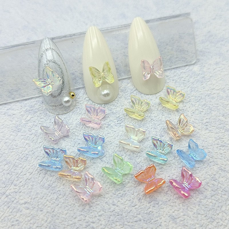 FS0971- 6.5mm*6.5mm  Mixed Color Mini Butterfly Resin Nail Charms For Making Fancy Pen Or Fancy Bead Or Nails