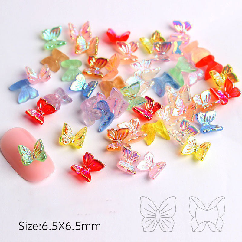 FS0971- 6.5mm*6.5mm  Mixed Color Mini Butterfly Resin Nail Charms For Making Fancy Pen Or Fancy Bead Or Nails