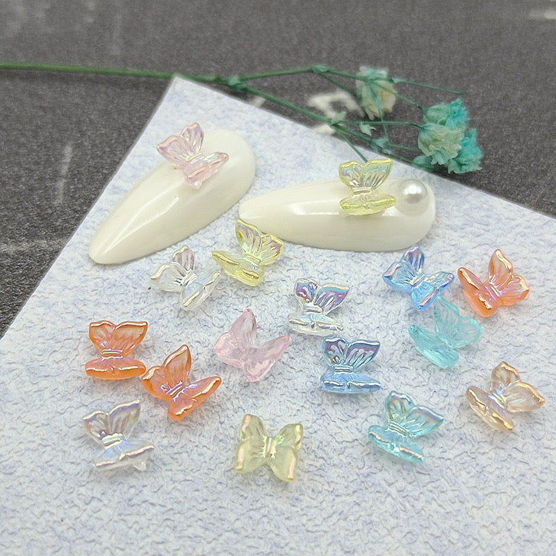 FS0971- 6.5mm*6.5mm  Mixed Color Mini Butterfly Resin Nail Charms For Making Fancy Pen Or Fancy Bead Or Nails