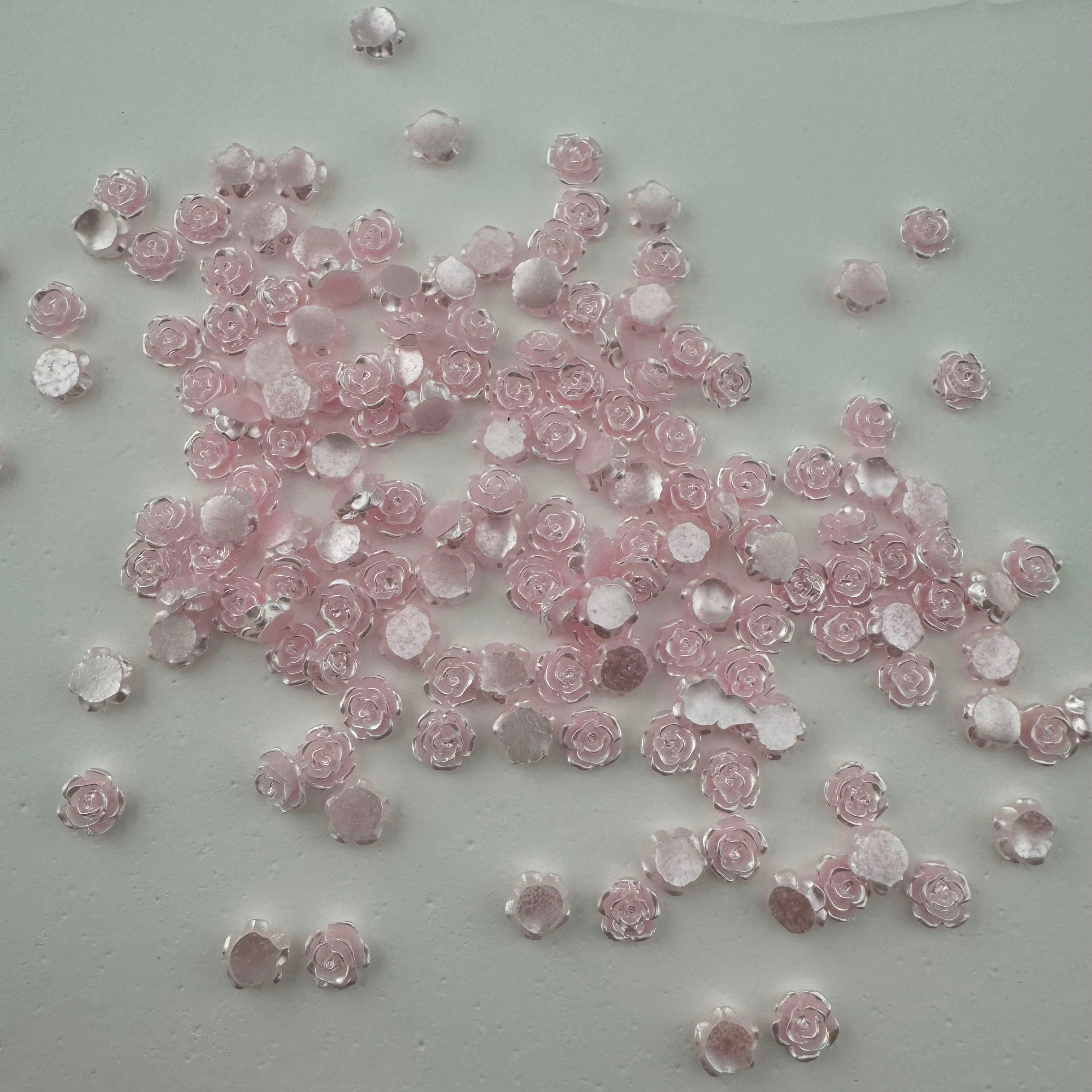 FS1059- 6MM  Mixed Color Pearl Looking  Resin  Rose Flower Nail Charms For making Fancy Pen Or Fancy Bead