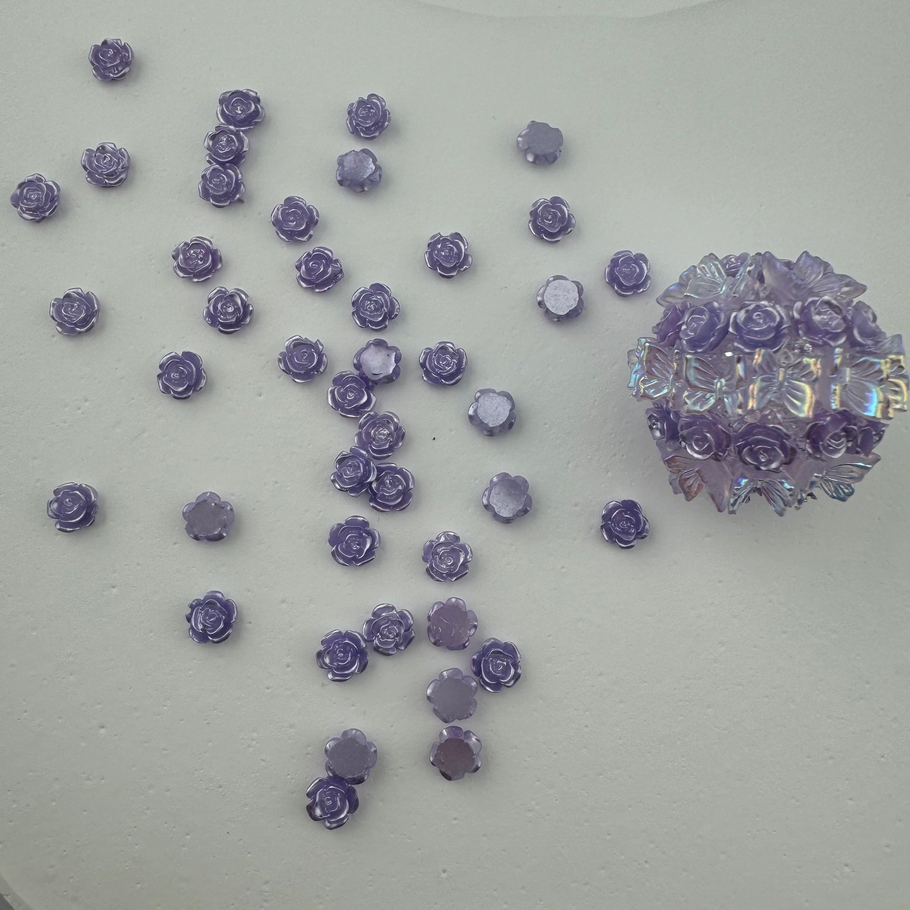 FS1059- 6MM  Mixed Color Pearl Looking  Resin  Rose Flower Nail Charms For making Fancy Pen Or Fancy Bead