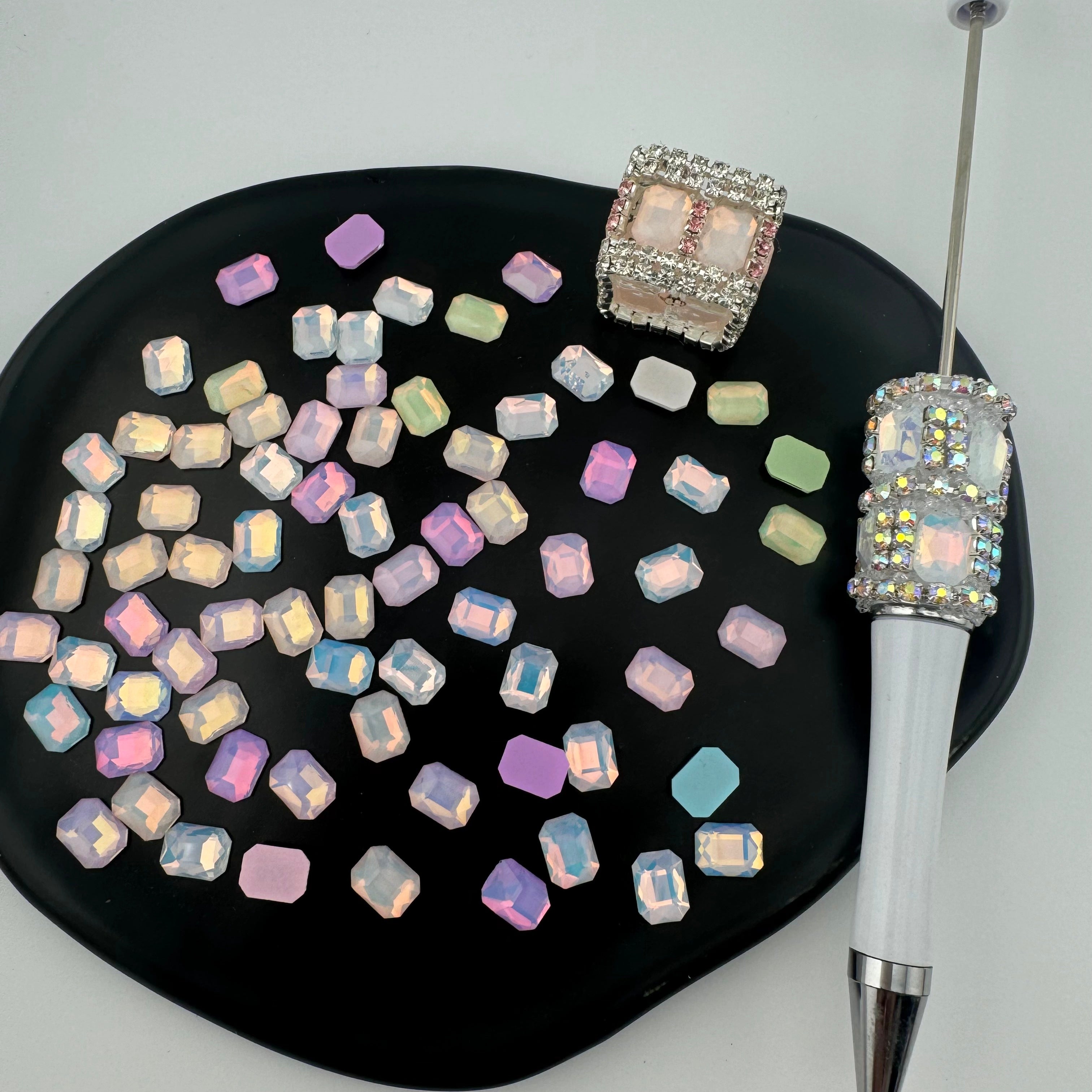FS2426- 6*8mm Rectangular Flat Bottom Octagonal Nail Charms For Making Fancy Bead Or Fancy Pen
