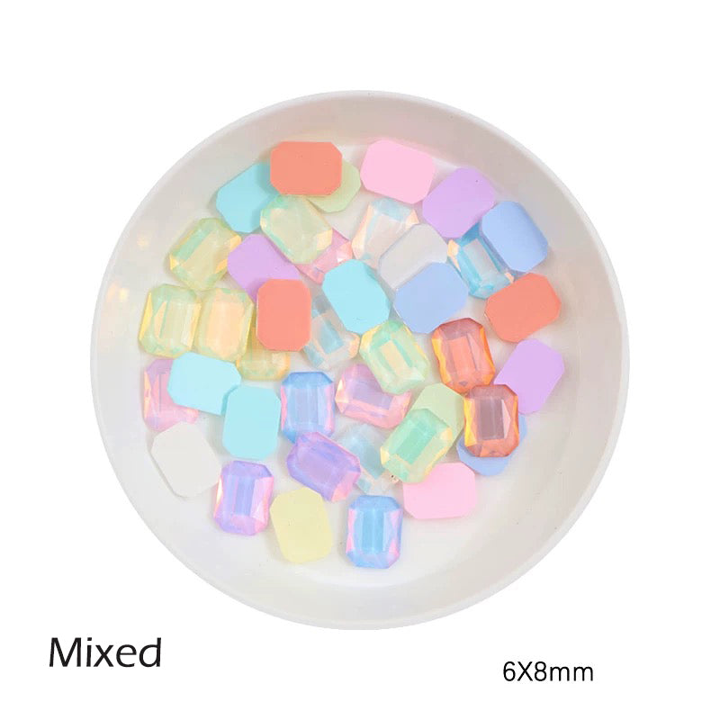 FS2426- 6*8mm Rectangular Flat Bottom Octagonal Nail Charms For Making Fancy Bead Or Fancy Pen