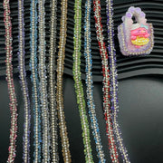 FS1301-0.9cm Width Sugar Diamonds Wraps tapes With Gold Chain In Middle For Making Fancy Bead