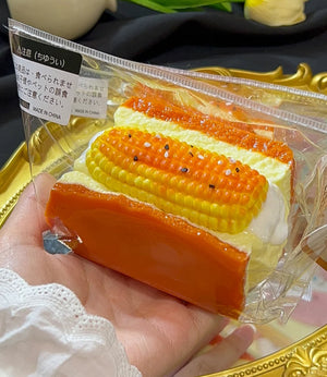 Charcoal-Grilled Double Egg Yolk Sandwich ruirui Squishy toy