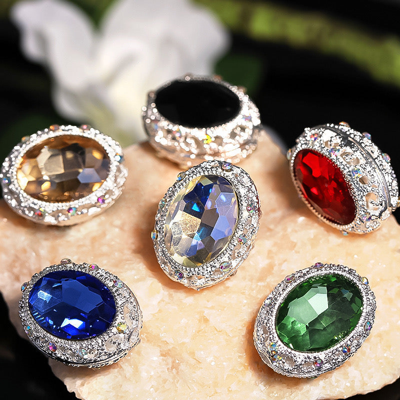 FS0358- 19MM Mixed Color Oval Diamond Alloy Beads Fit For Beadable Pens