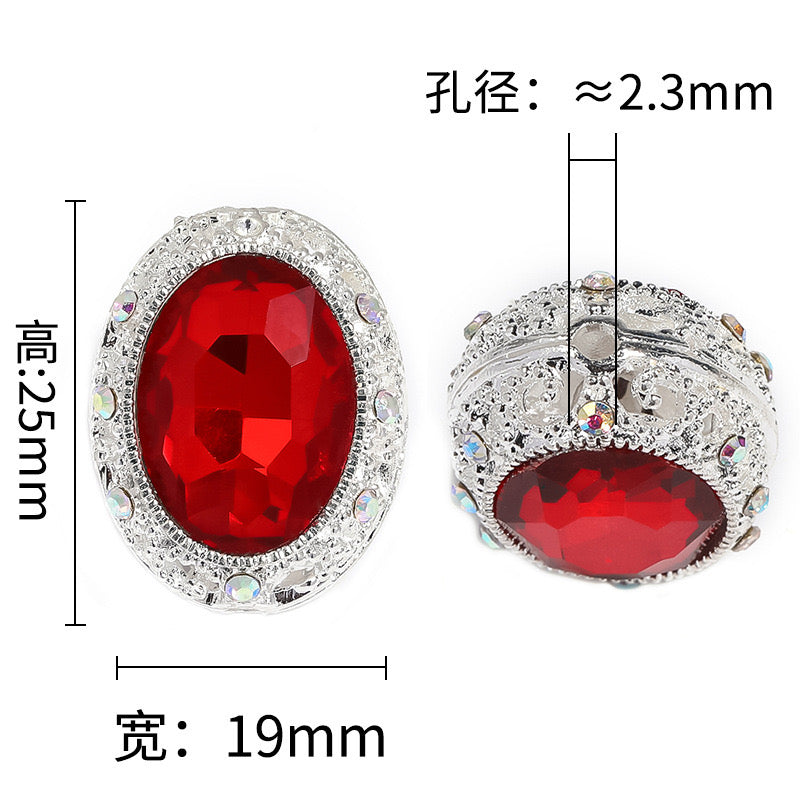 FS0358- 19MM Mixed Color Oval Diamond Alloy Beads Fit For Beadable Pens