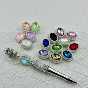 FS0358- 19MM Mixed Color Oval Diamond Alloy Beads Fit For Beadable Pens
