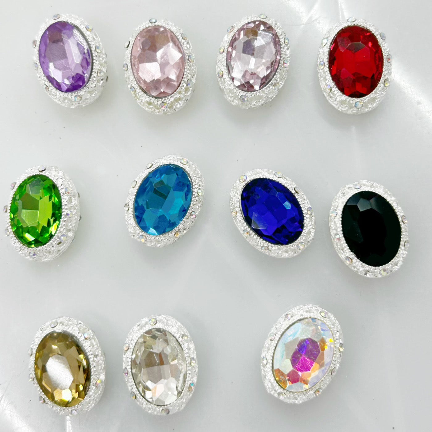 FS0358- 19MM Mixed Color Oval Diamond Alloy Beads Fit For Beadable Pens