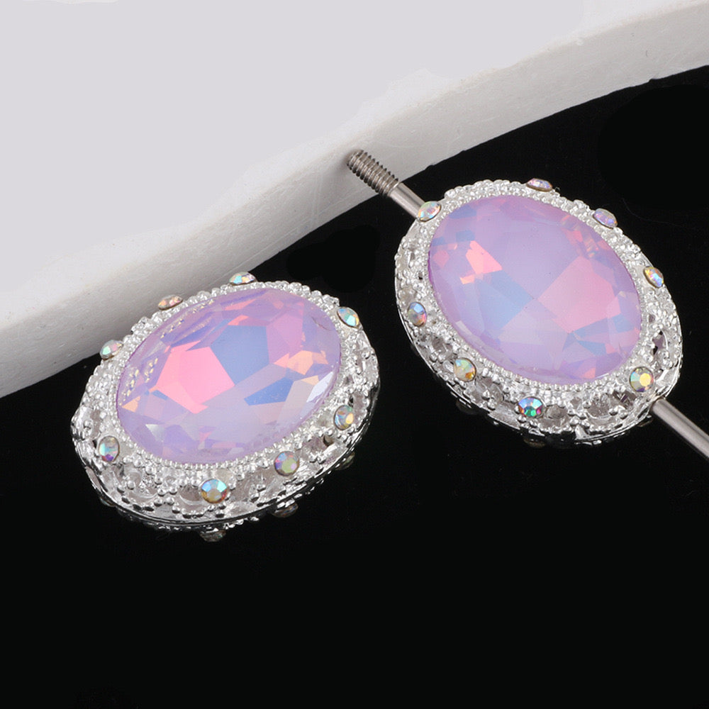 FS0358- 19MM Mixed Color Oval Diamond Alloy Beads Fit For Beadable Pens