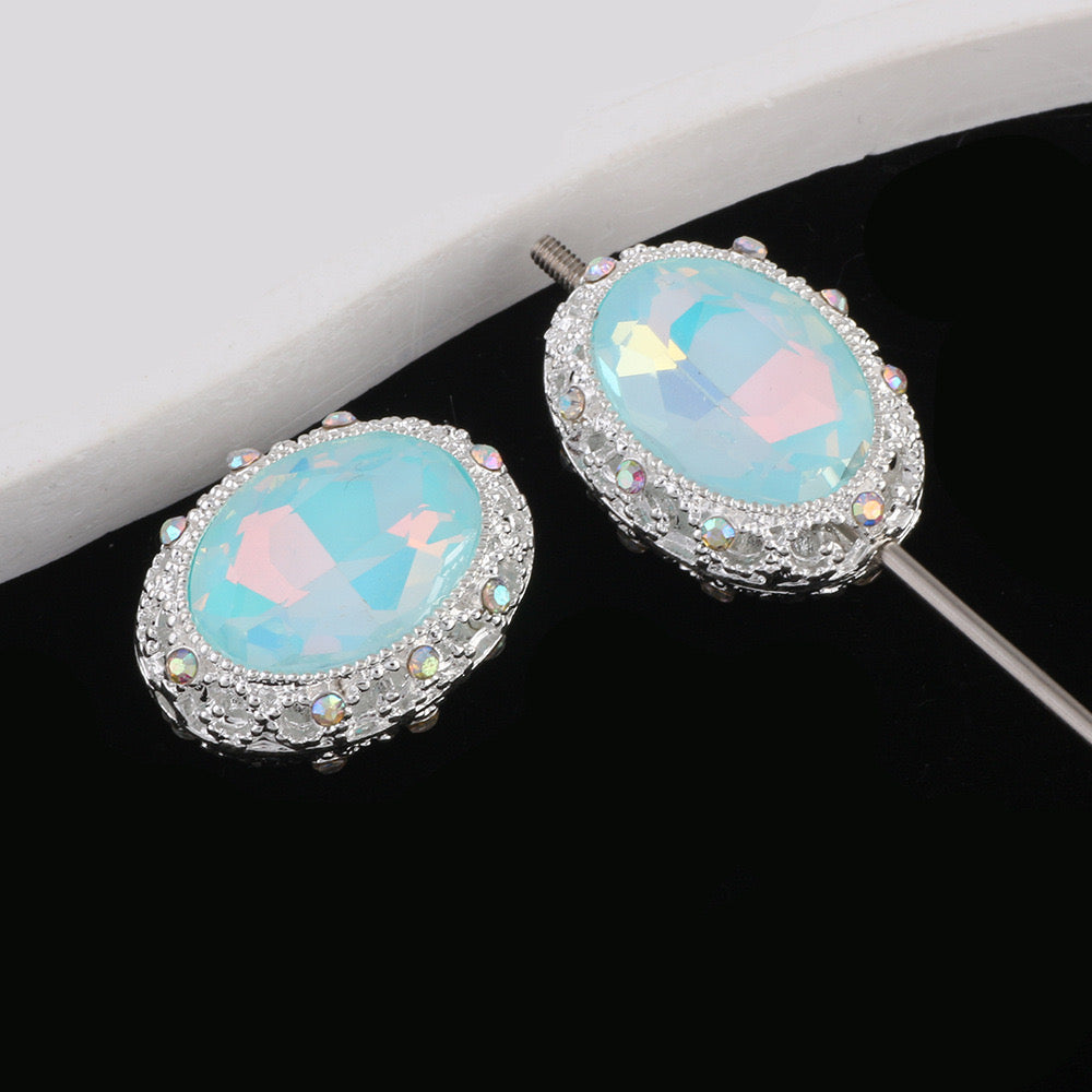 FS0358- 19MM Mixed Color Oval Diamond Alloy Beads Fit For Beadable Pens