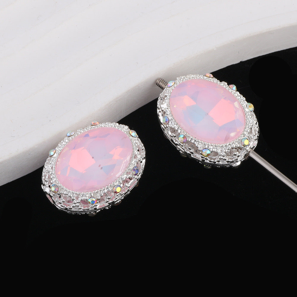 FS0358- 19MM Mixed Color Oval Diamond Alloy Beads Fit For Beadable Pens