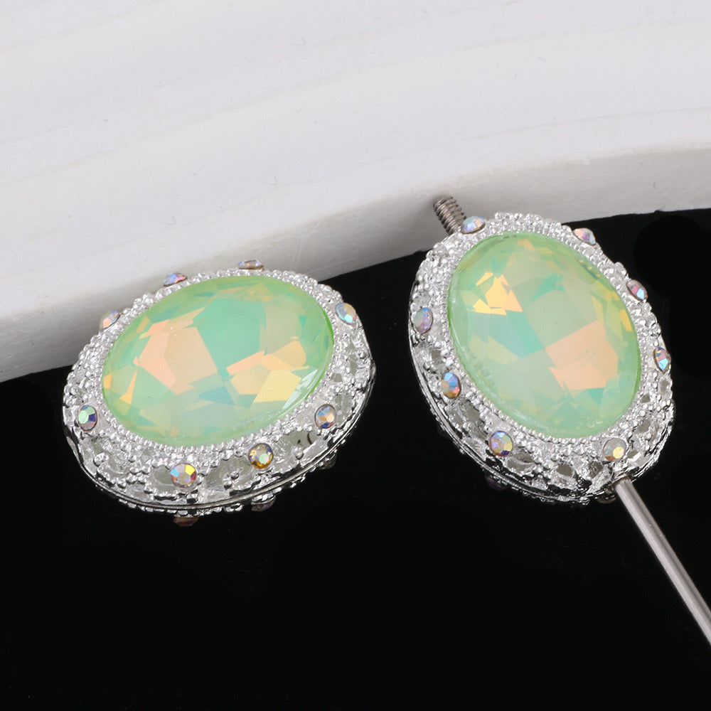 FS0358- 19MM Mixed Color Oval Diamond Alloy Beads Fit For Beadable Pens