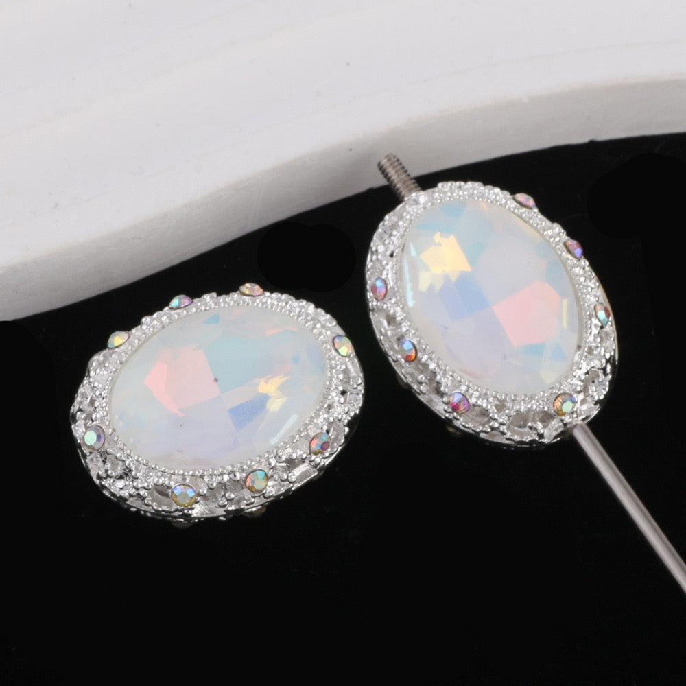 FS0358- 19MM Mixed Color Oval Diamond Alloy Beads Fit For Beadable Pens