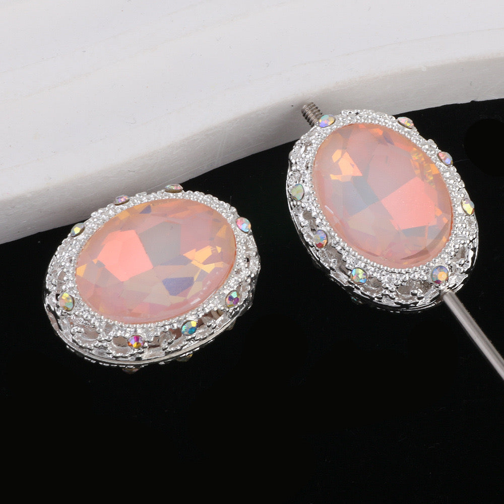 FS0358- 19MM Mixed Color Oval Diamond Alloy Beads Fit For Beadable Pens