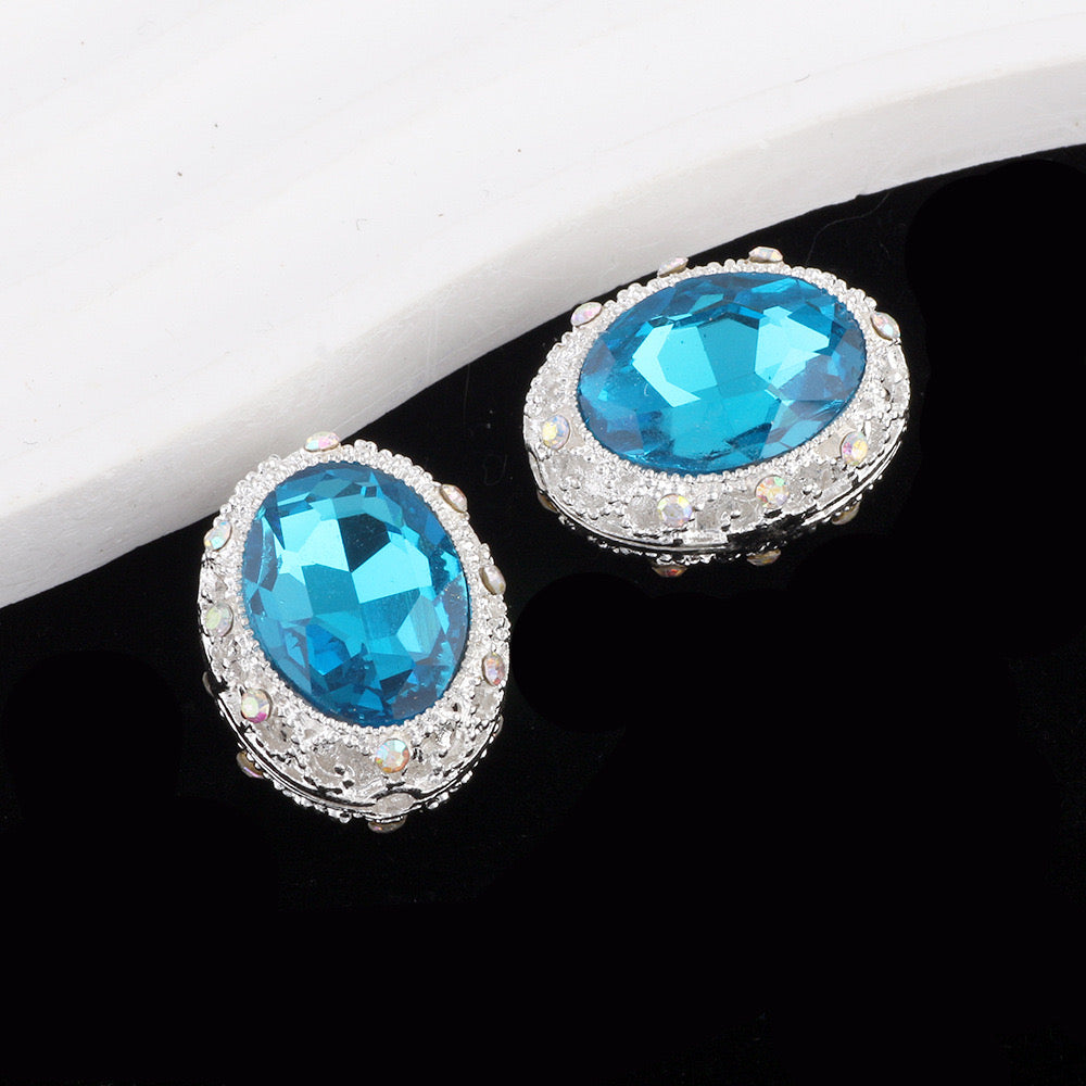 FS0358- 19MM Mixed Color Oval Diamond Alloy Beads Fit For Beadable Pens