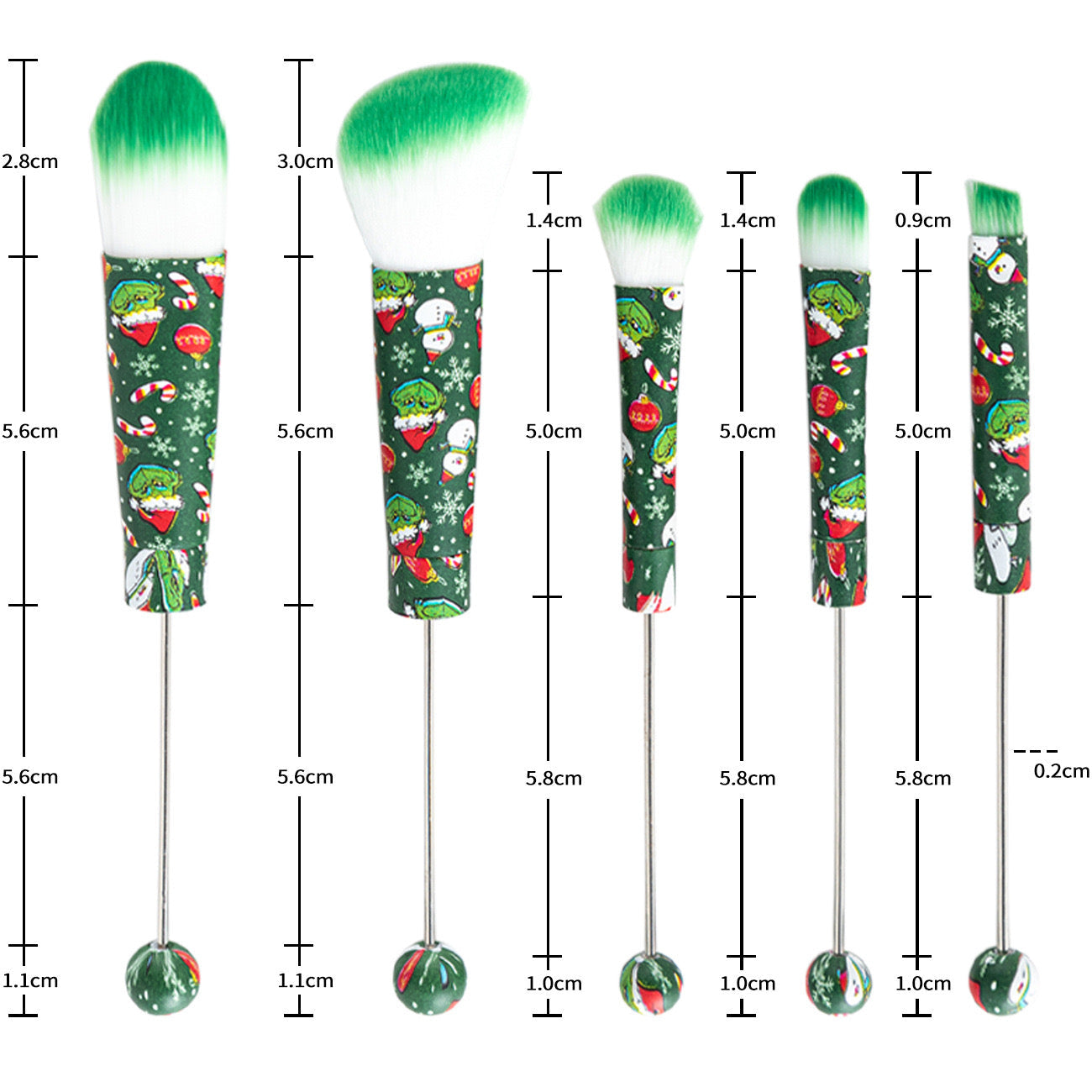 FS2816-Metal Beadable Halloween Printed Makeup Brushes（Five In A Set）