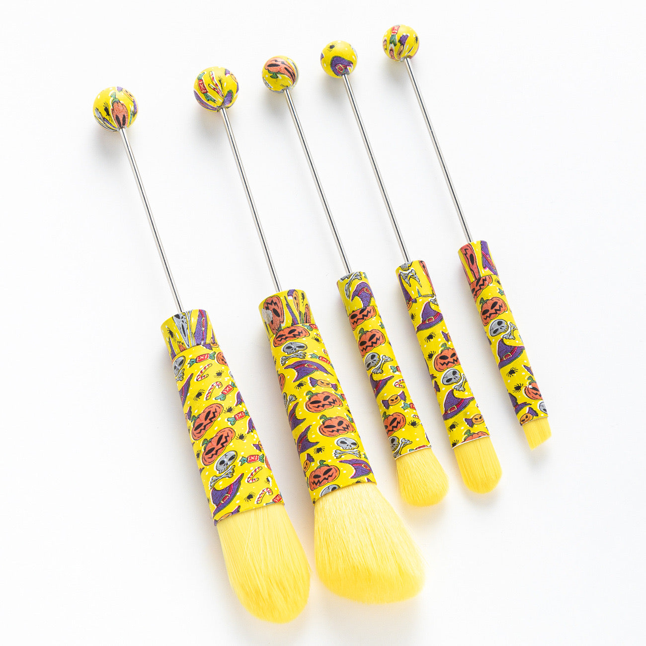 FS2816-Metal Beadable Halloween Printed Makeup Brushes（Five In A Set）