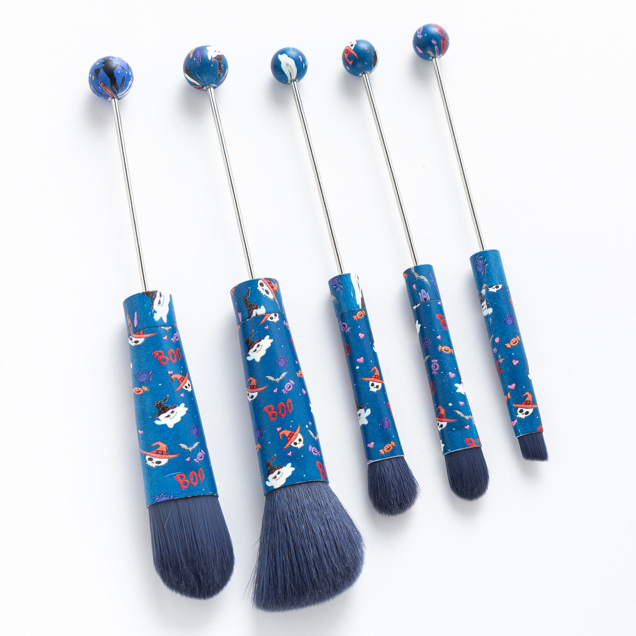 FS2816-Metal Beadable Halloween Printed Makeup Brushes（Five In A Set）