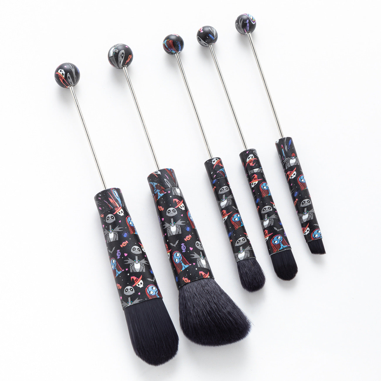 FS2816-Metal Beadable Halloween Printed Makeup Brushes（Five In A Set）