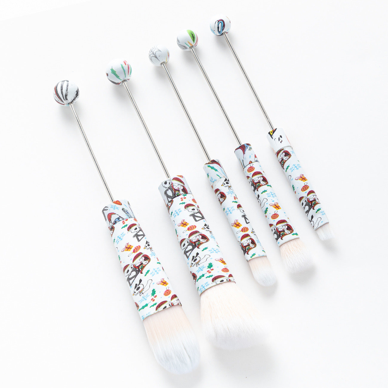 FS2816-Metal Beadable Halloween Printed Makeup Brushes（Five In A Set）