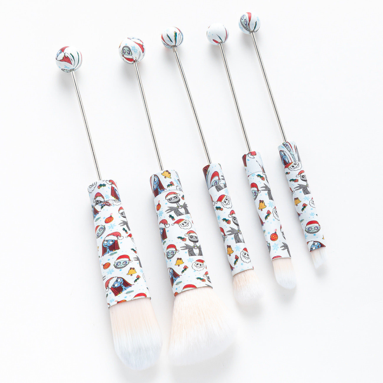 FS2816-Metal Beadable Halloween Printed Makeup Brushes（Five In A Set）