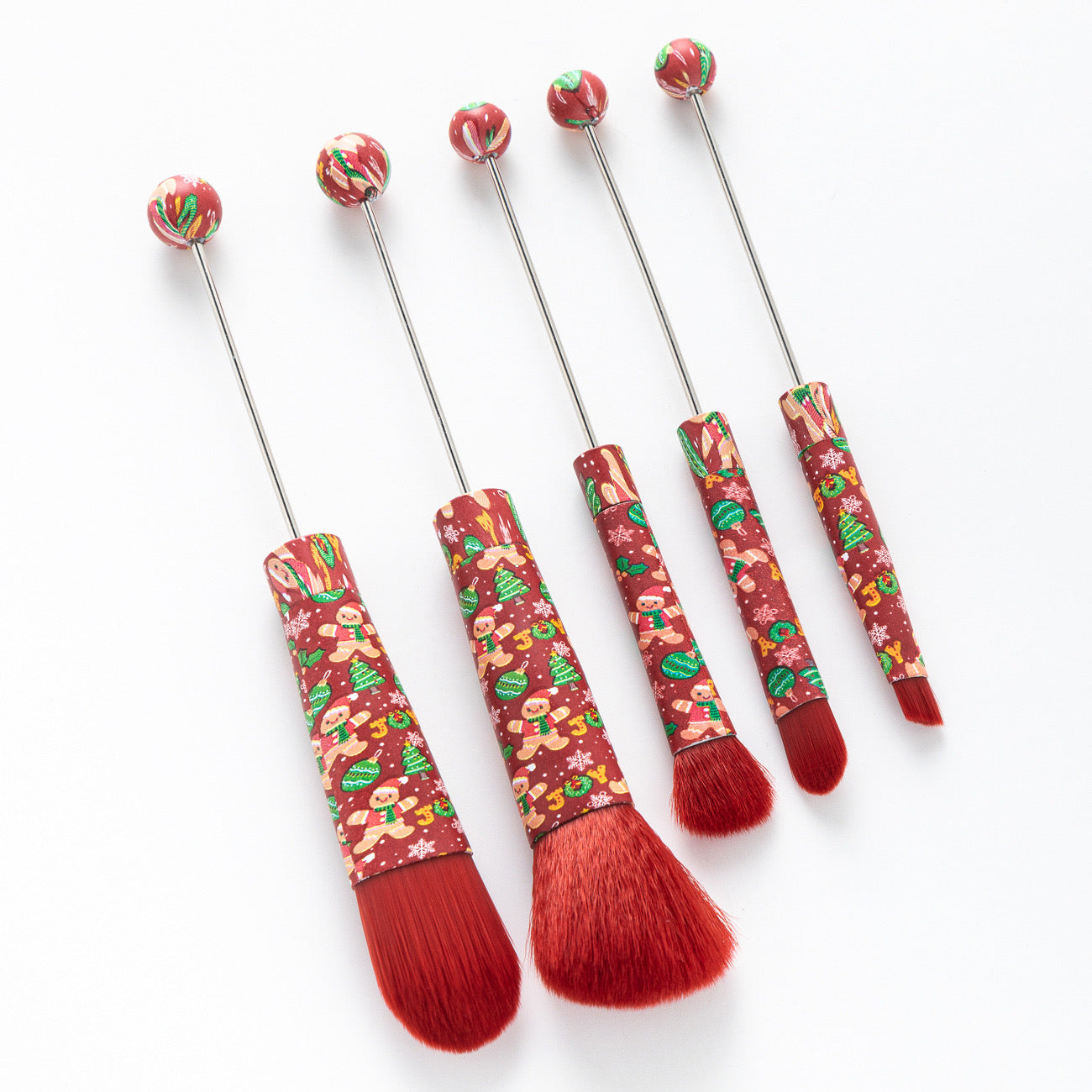 FS2816-Metal Beadable Halloween Printed Makeup Brushes（Five In A Set）
