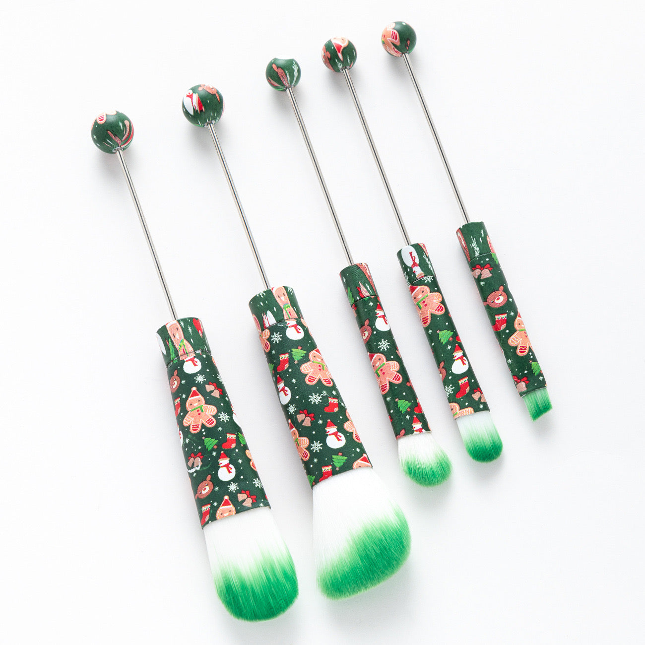 FS2816-Metal Beadable Halloween Printed Makeup Brushes（Five In A Set）
