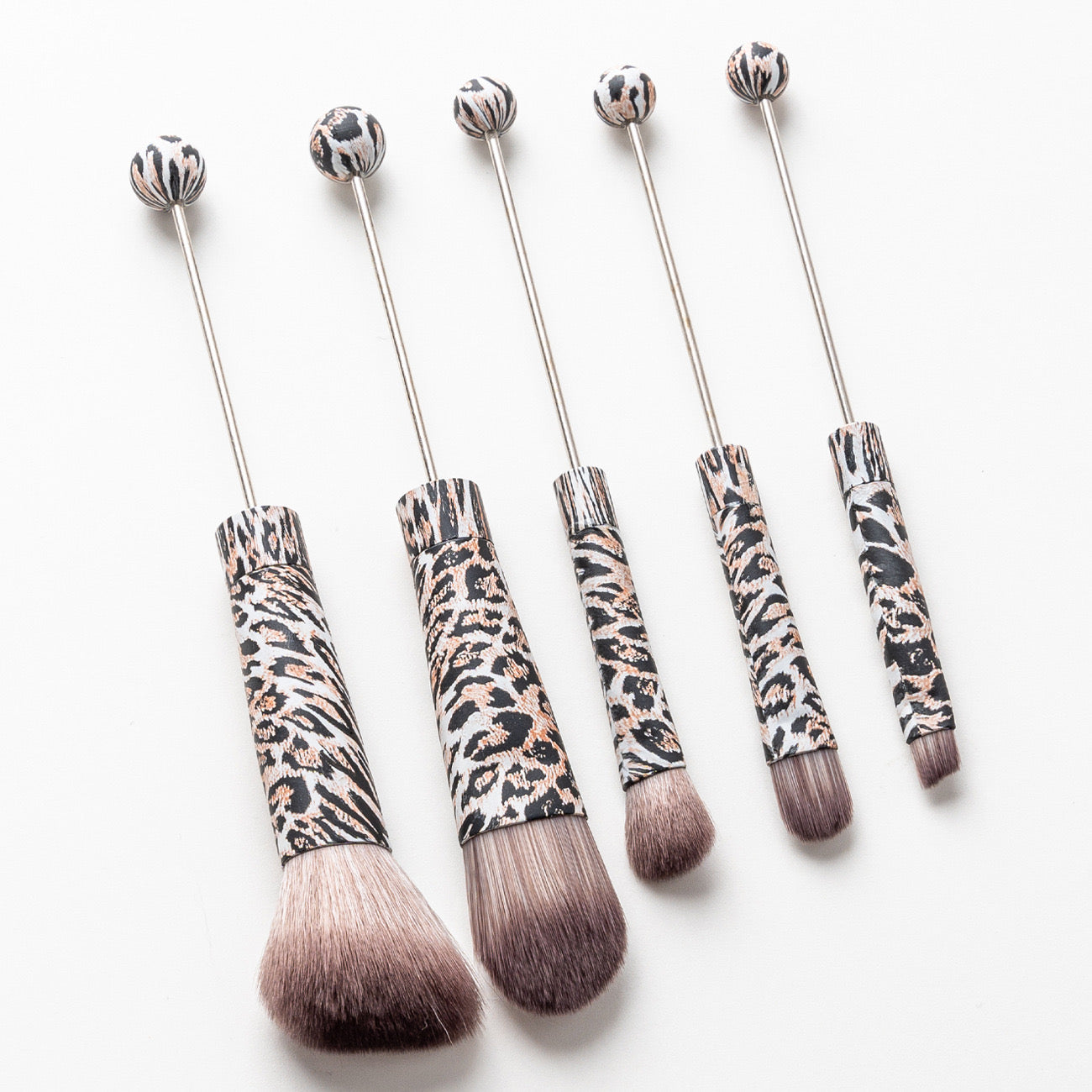 FS2816-Metal Beadable Halloween Printed Makeup Brushes（Five In A Set）