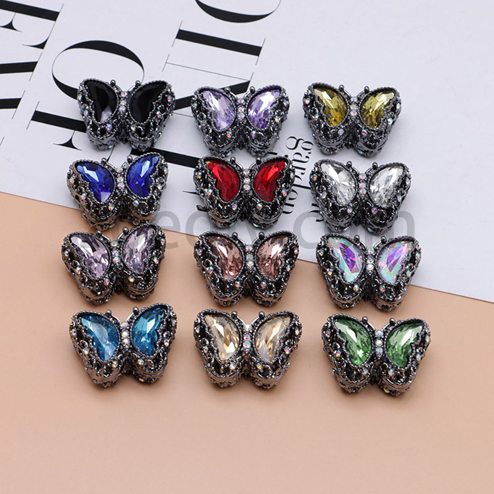 FS0359- 30MM Mixed Color UV Plating Diamond Alloy Butterfly Reads Fit For Beadable Pens