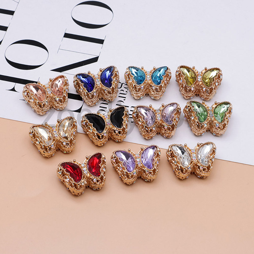FS0359- 30MM Mixed Color UV Plating Diamond Alloy Butterfly Reads Fit For Beadable Pens