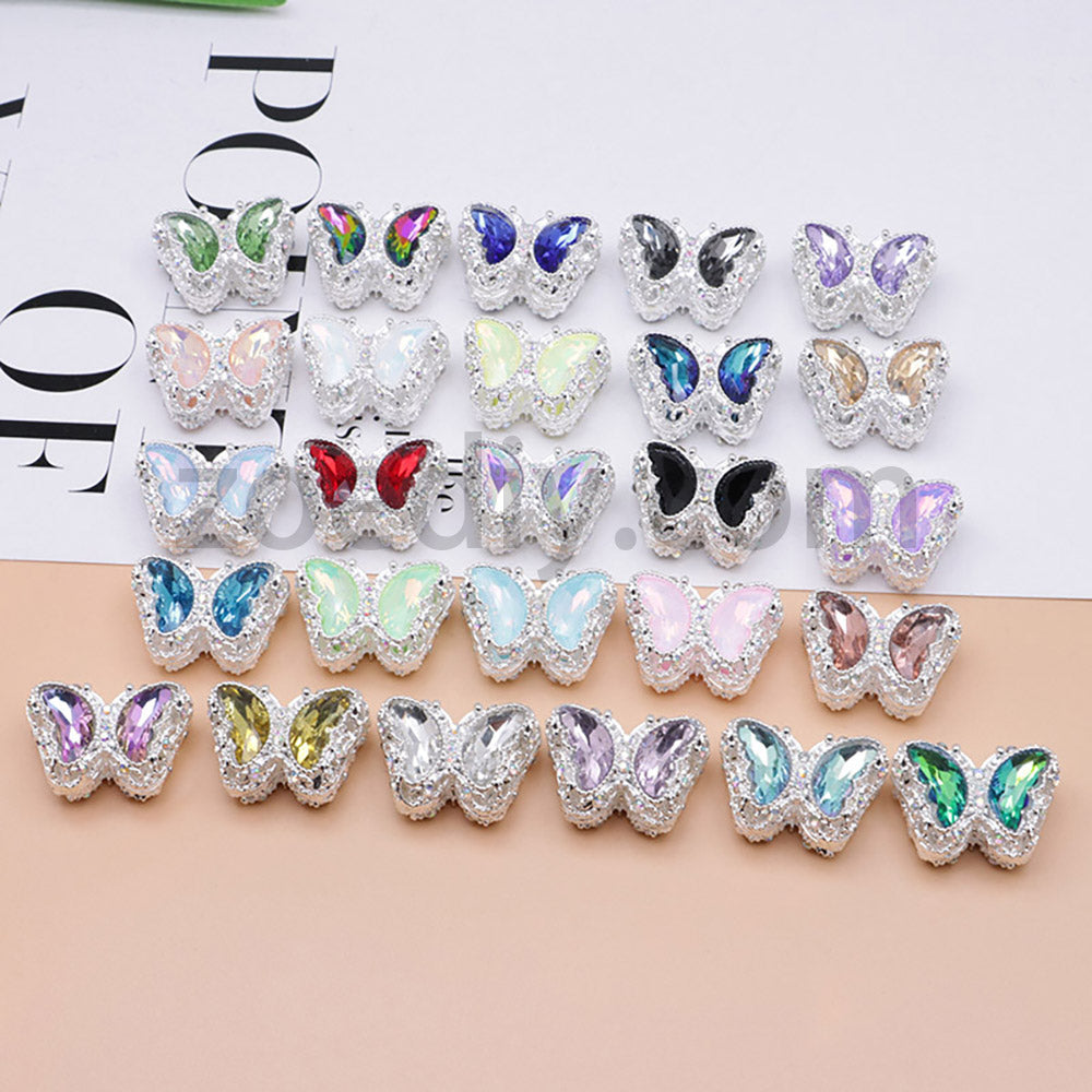 FS0359- 30MM Mixed Color UV Plating Diamond Alloy Butterfly Reads Fit For Beadable Pens