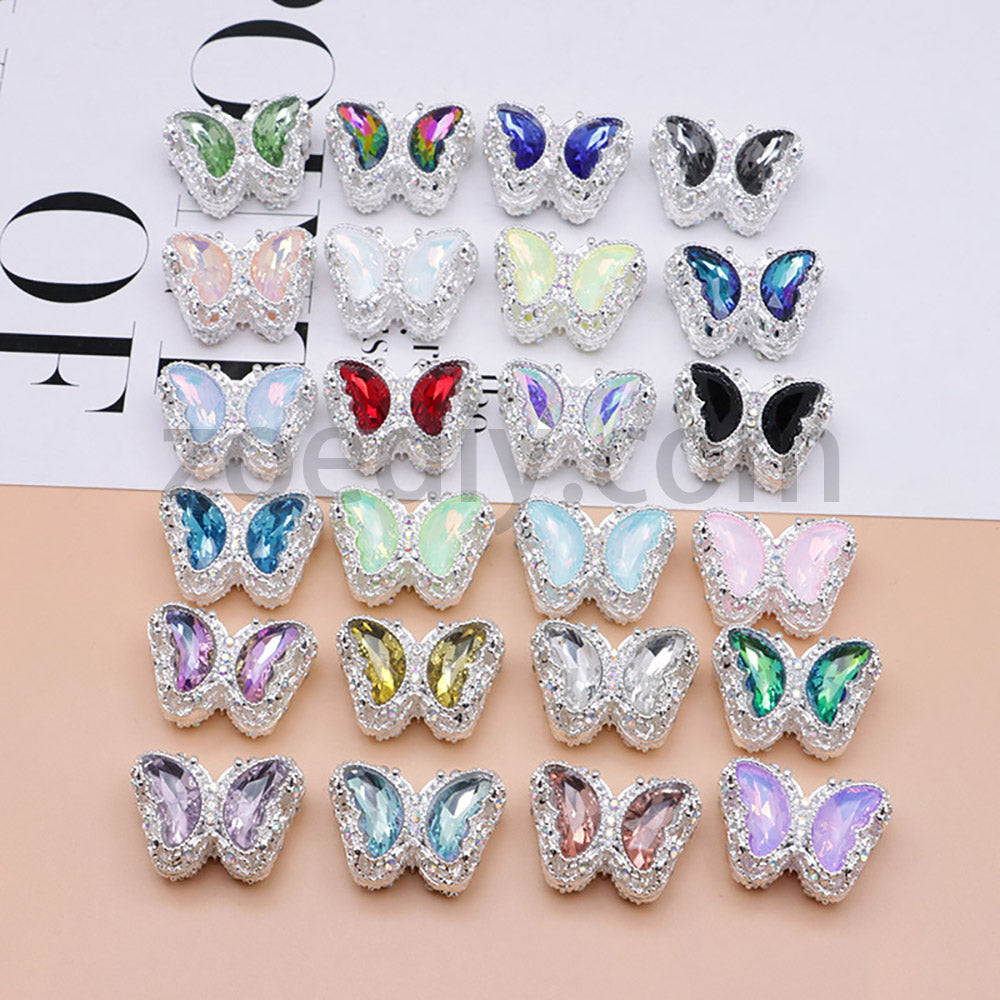 FS0359- 30MM Mixed Color UV Plating Diamond Alloy Butterfly Reads Fit For Beadable Pens