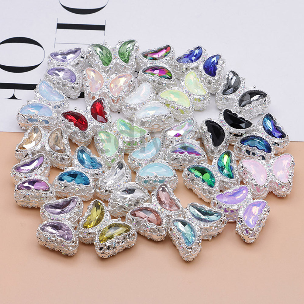 FS0359- 30MM Mixed Color UV Plating Diamond Alloy Butterfly Reads Fit For Beadable Pens