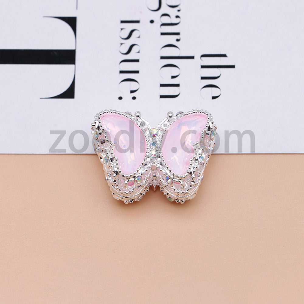 FS0359- 30MM Mixed Color UV Plating Diamond Alloy Butterfly Reads Fit For Beadable Pens