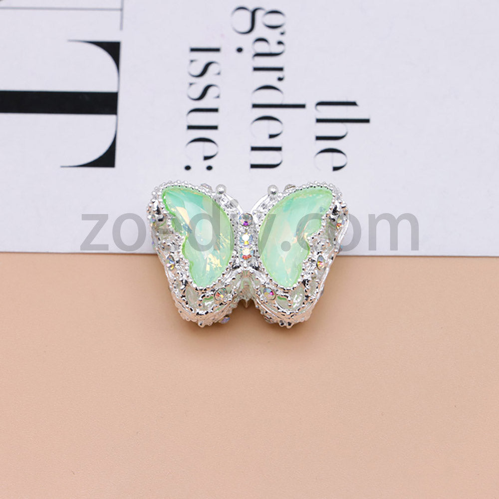FS0359- 30MM Mixed Color UV Plating Diamond Alloy Butterfly Reads Fit For Beadable Pens