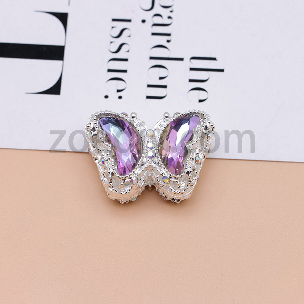FS0359- 30MM Mixed Color UV Plating Diamond Alloy Butterfly Reads Fit For Beadable Pens