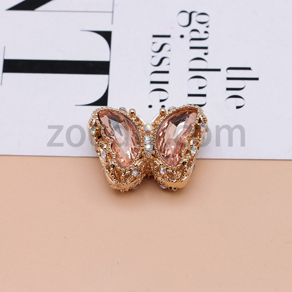 FS0359- 30MM Mixed Color UV Plating Diamond Alloy Butterfly Reads Fit For Beadable Pens