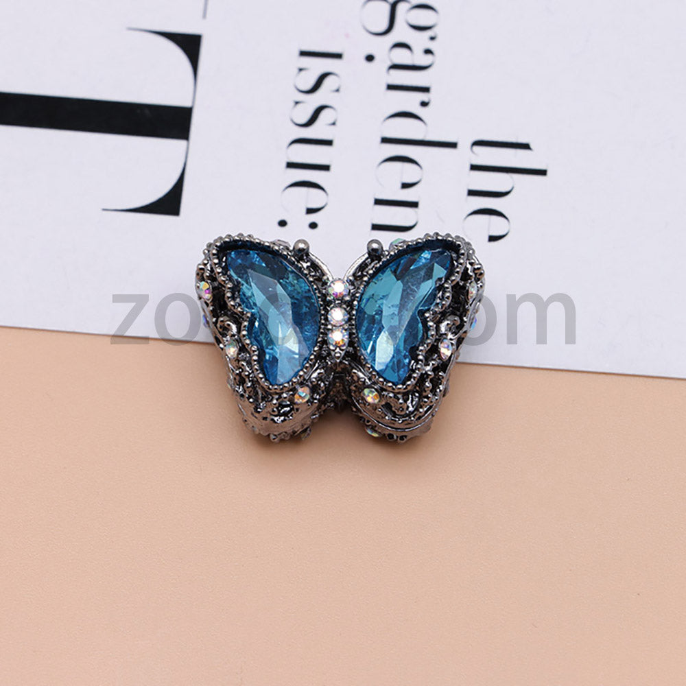 FS0359- 30MM Mixed Color UV Plating Diamond Alloy Butterfly Reads Fit For Beadable Pens