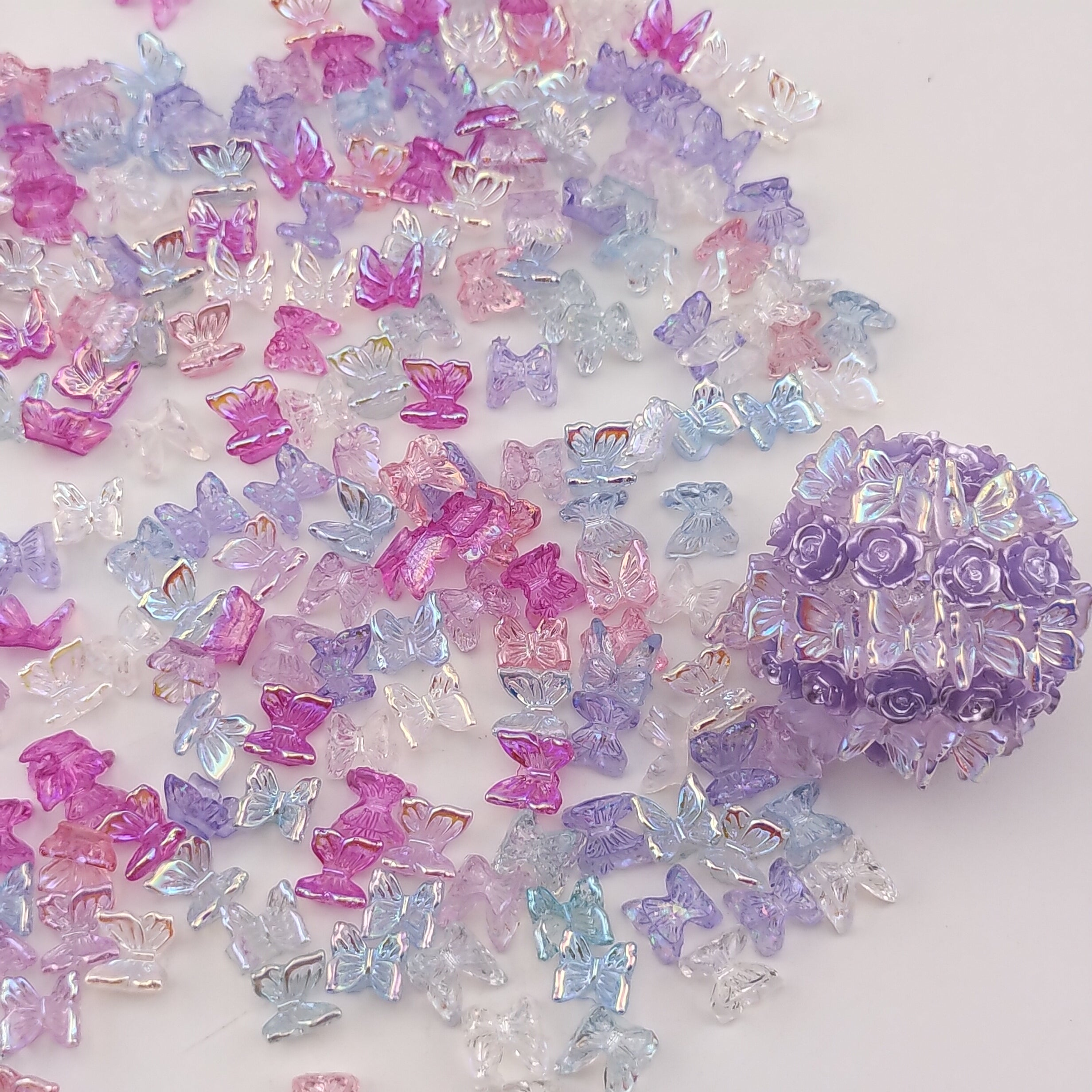 FS0971- 6.5mm*6.5mm  Mixed Color Mini Butterfly Resin Nail Charms For Making Fancy Pen Or Fancy Bead Or Nails