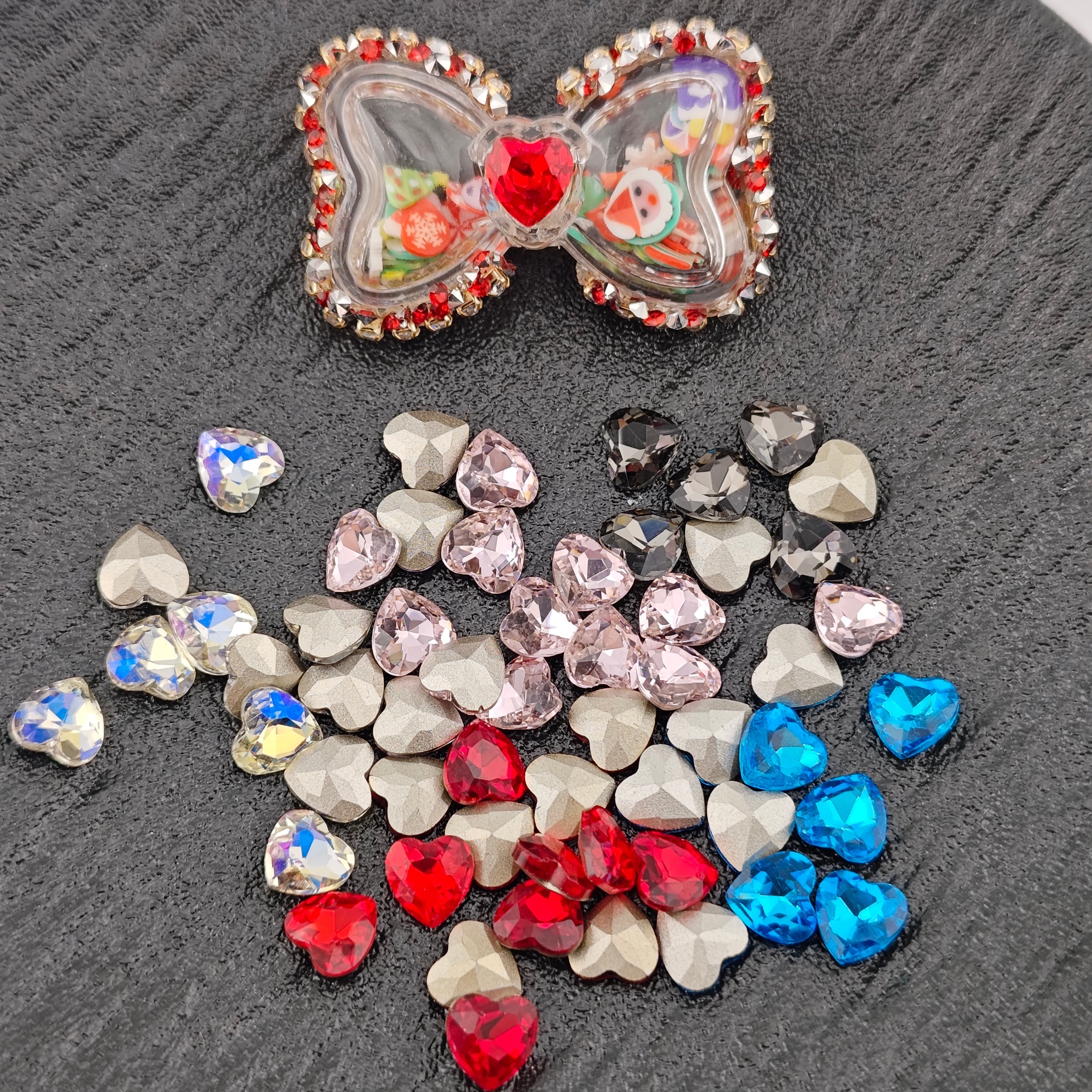 FS1396- 8*8mm Pointed Bottom Heart Crystal Diamonds For Making Fancy Beads