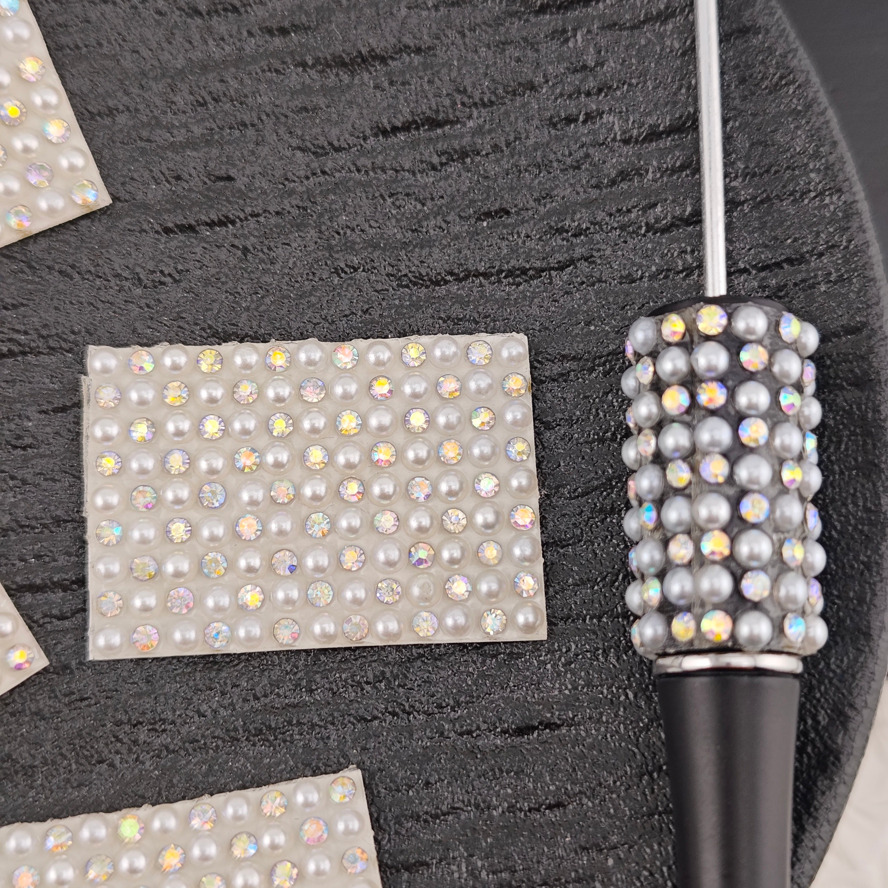 FS2743- Pre-Cut AB Diamonds + Pearl Pens Wraps Pen Tapes Fit For Beadable Pens