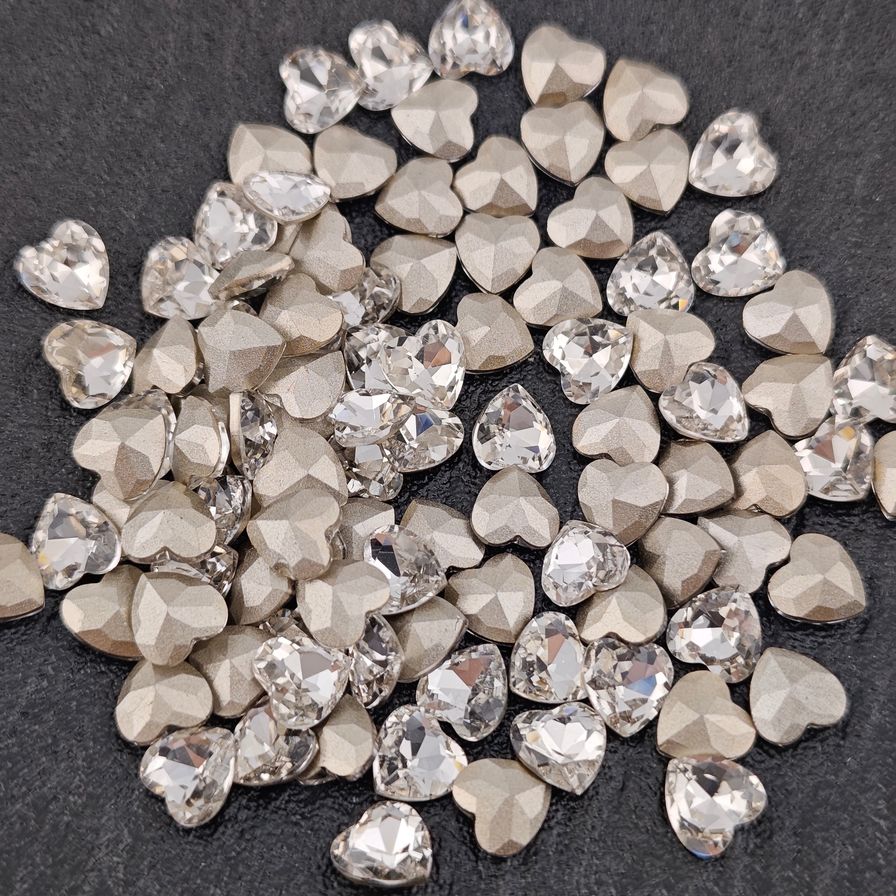 FS1396- 8*8mm Pointed Bottom Heart Crystal Diamonds For Making Fancy Beads